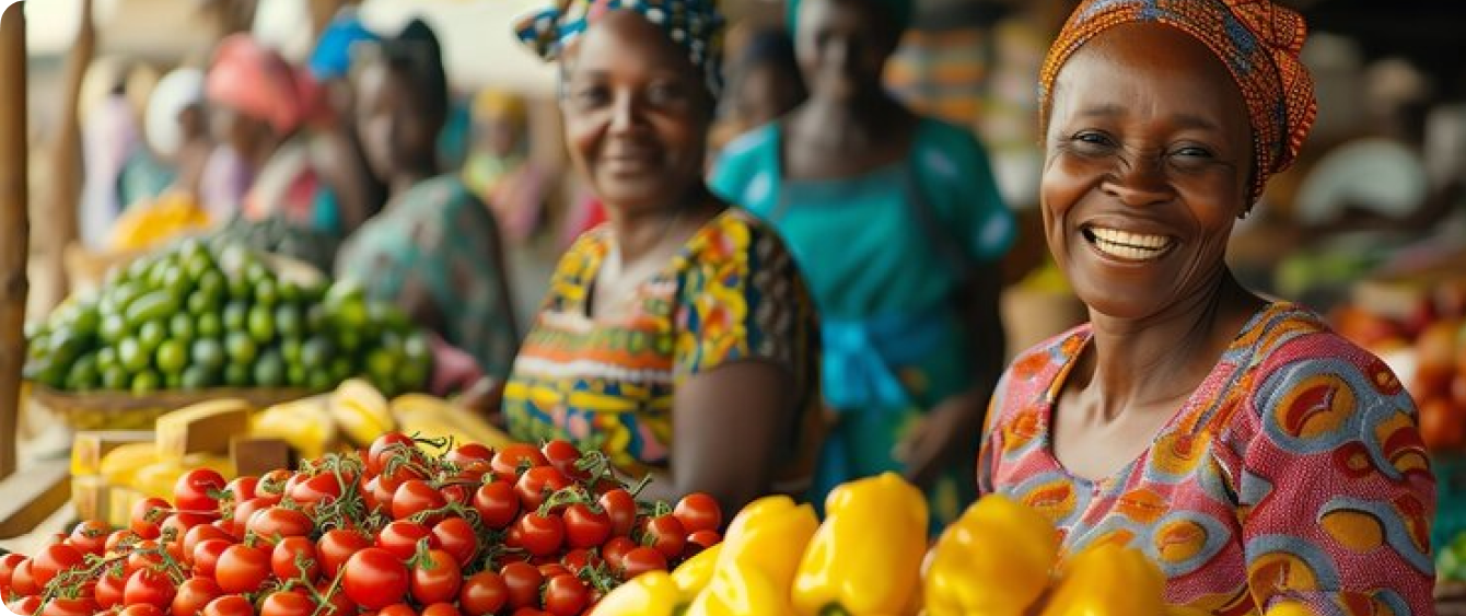 A smiling market trader